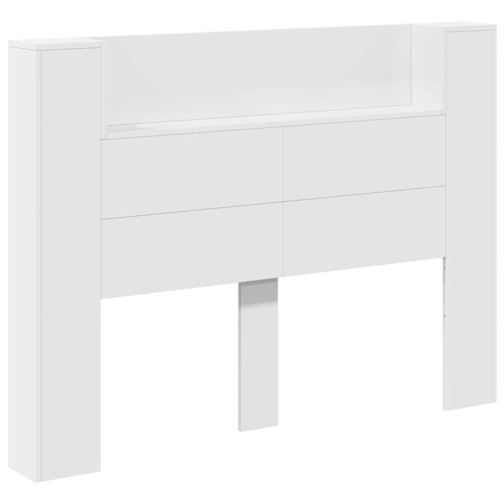 Headboard Cabinet with LED - White