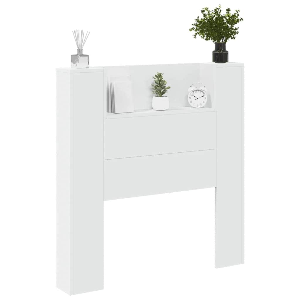 Headboard Cabinet with LED White