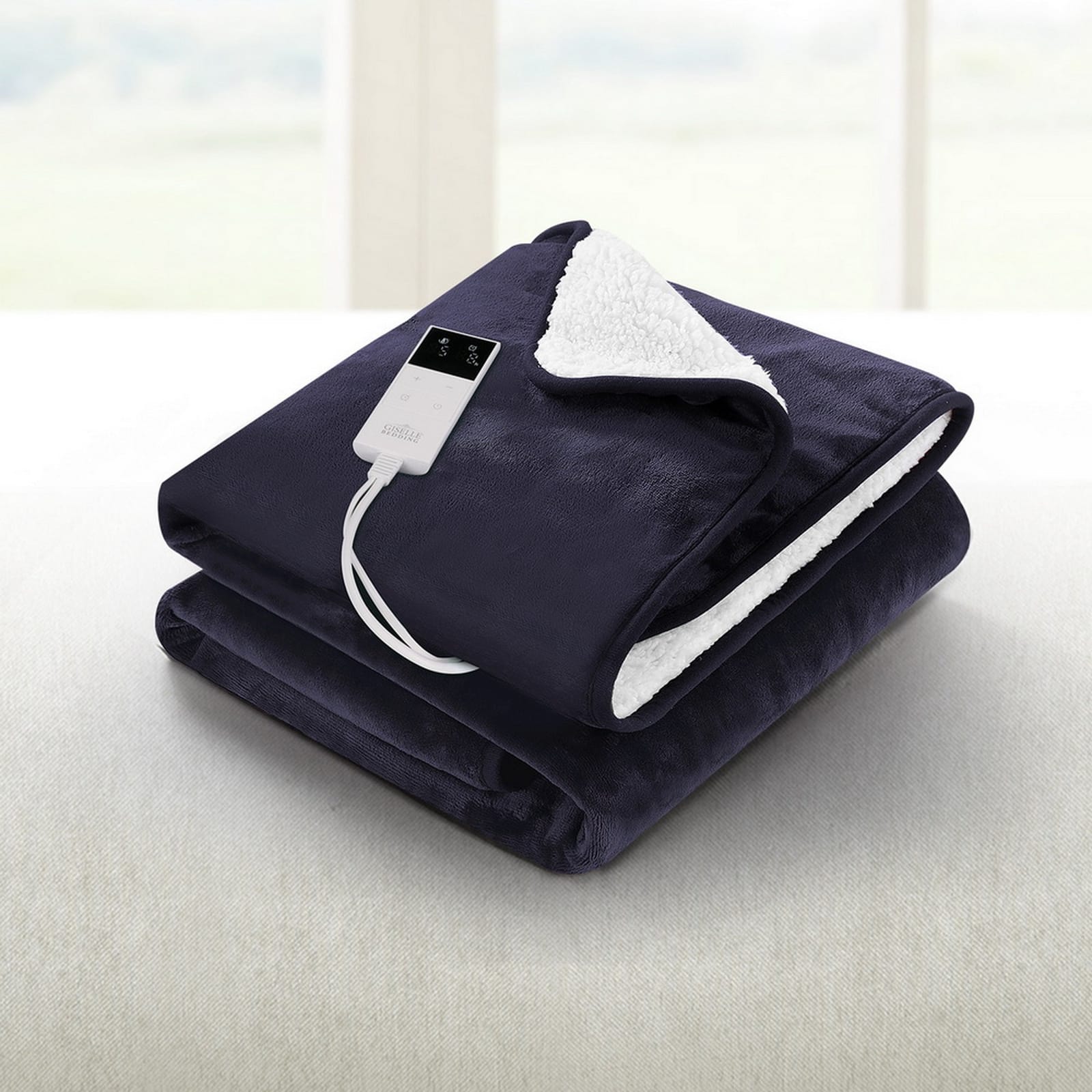 Electric Throw Rug Heated Blanket Charcoal/Green with Charcoal colour - photo 18