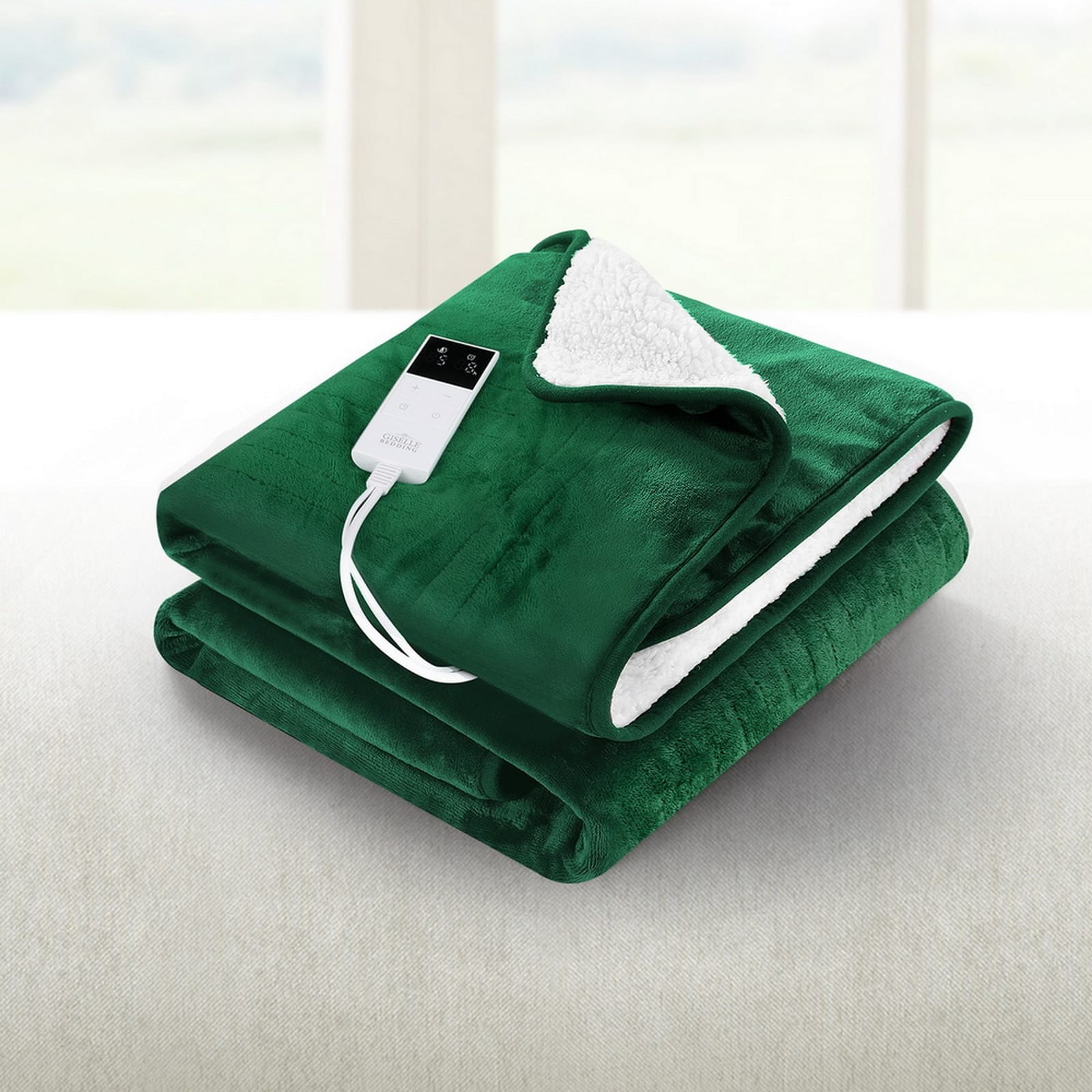 Blankets & Throws - Electric Throw Rug Heated Blanket Charcoal/Green - photo 21