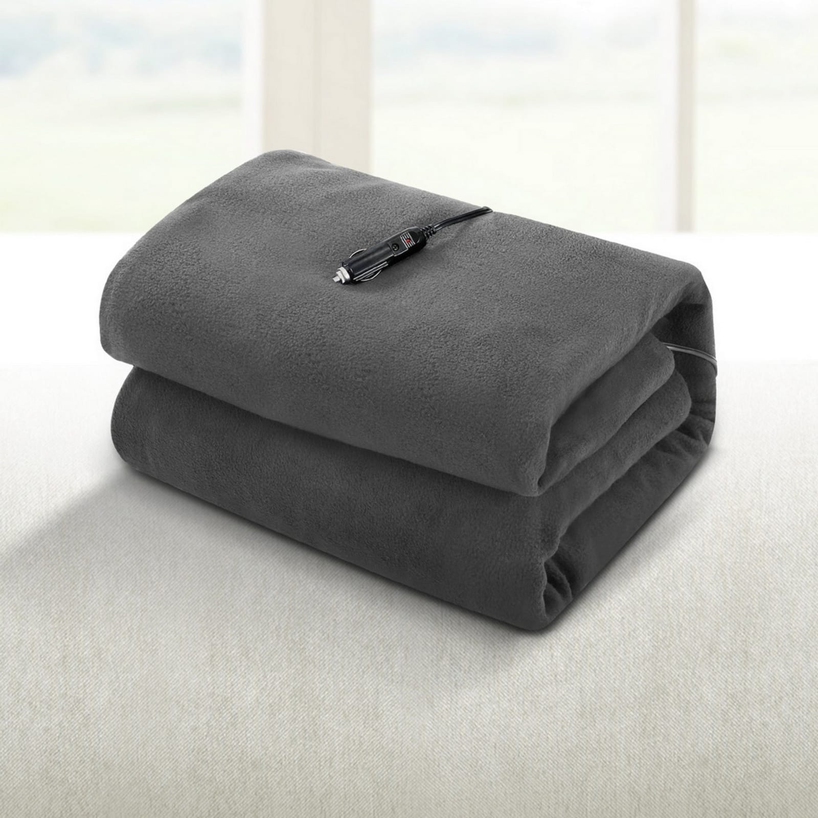 Electric Heated Blanket Car Throw Rug Grey - Grey colour