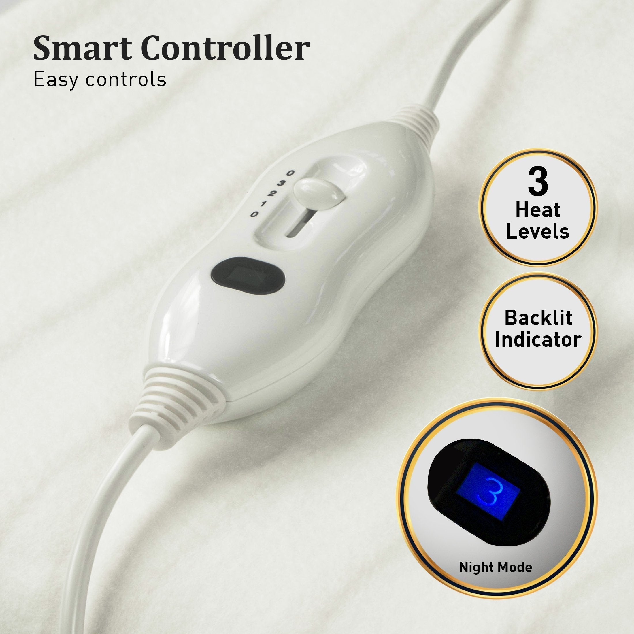 Heated Electric Blanket Fitted Polyester Underlay Winter Double