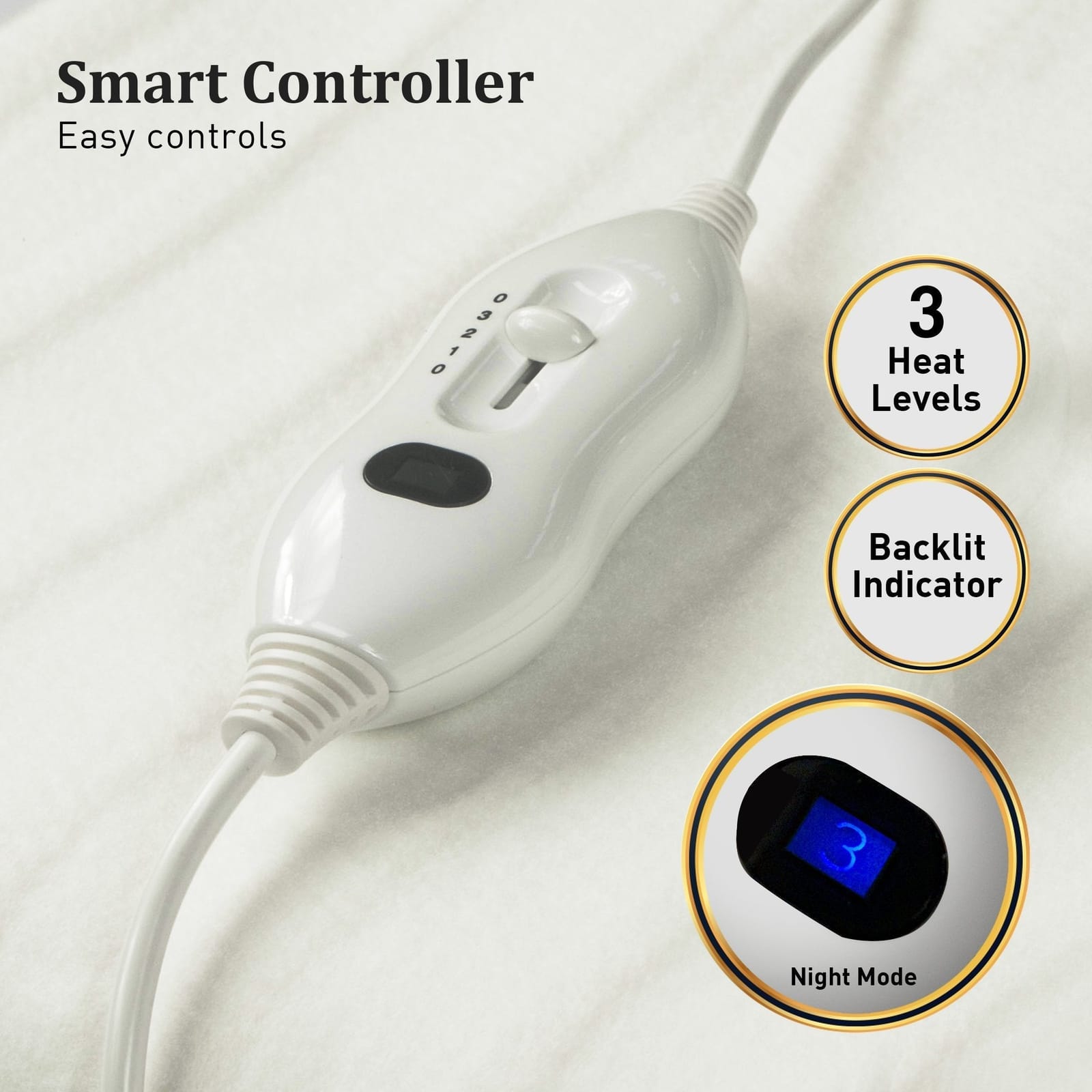 Heated Electric Blanket Fitted Polyester Underlay Winter Double, Double