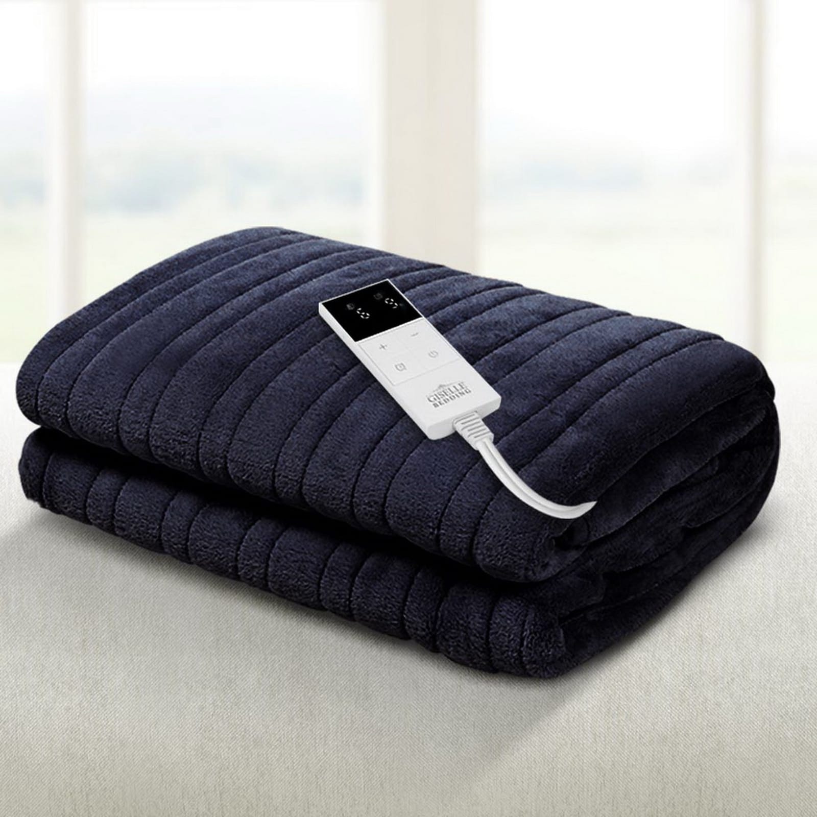 Heated Electric Throw Rug Fleece Sunggle Blanket Washable Charcoal, Charcoal colour - photo 16