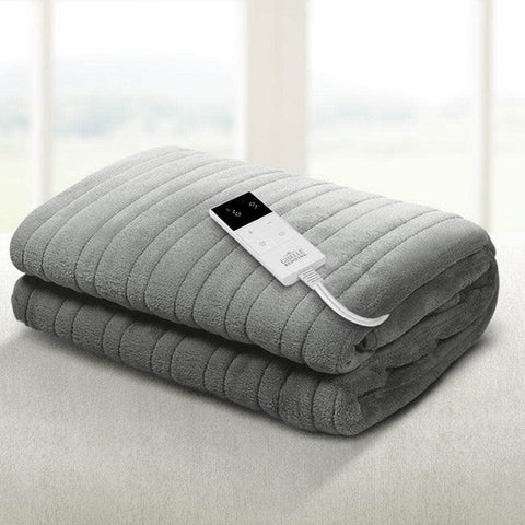 Heated Electric Throw Rug Fleece Sunggle Blanket Washable Silver