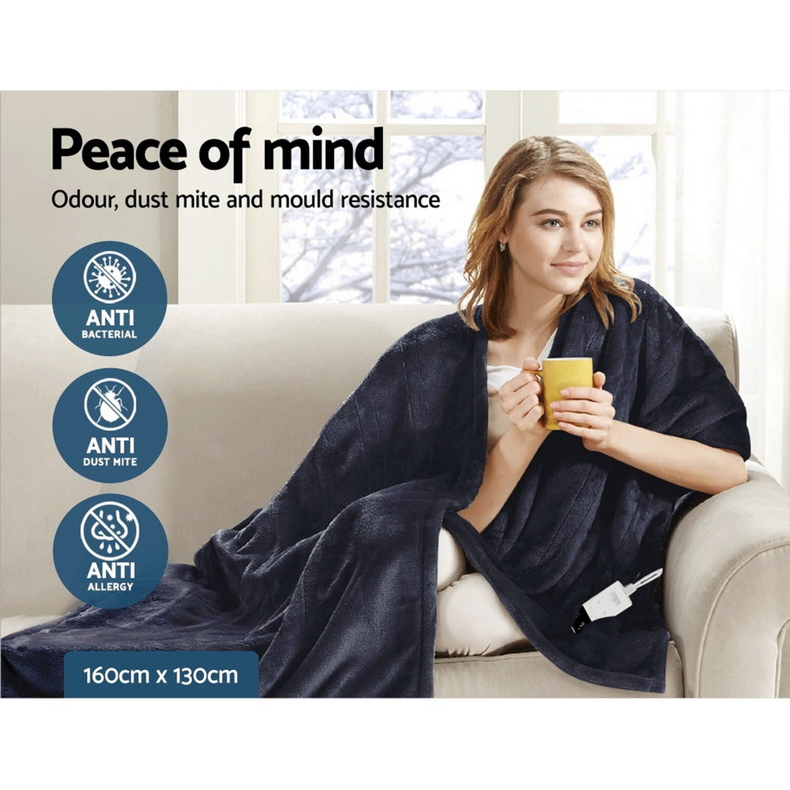 Heated Electric Throw Rug Fleece Sunggle Blanket Washable Charcoal | Blankets & Throws - photo 13