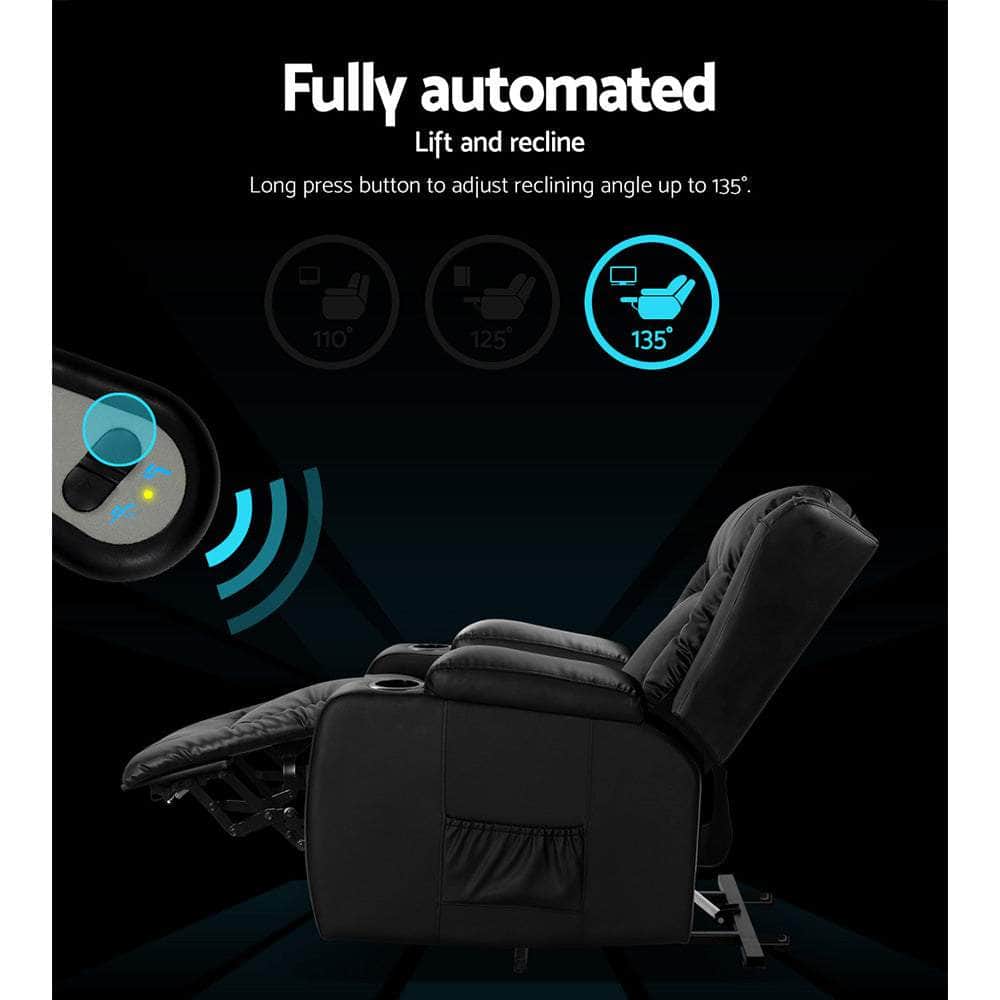 Heated Massage Lift Recliner Chair - Leather