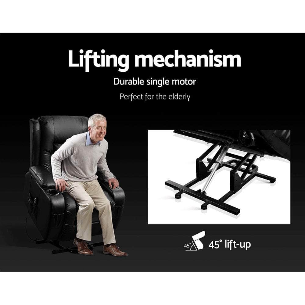 Heated Massage Lift Recliner Chair - Leather