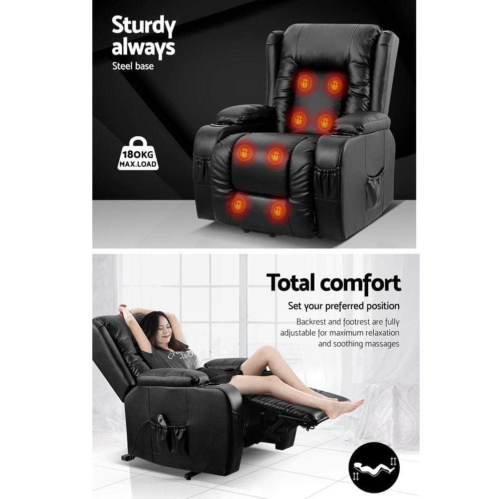 Heated Massage Lift Recliner Chair - Leather