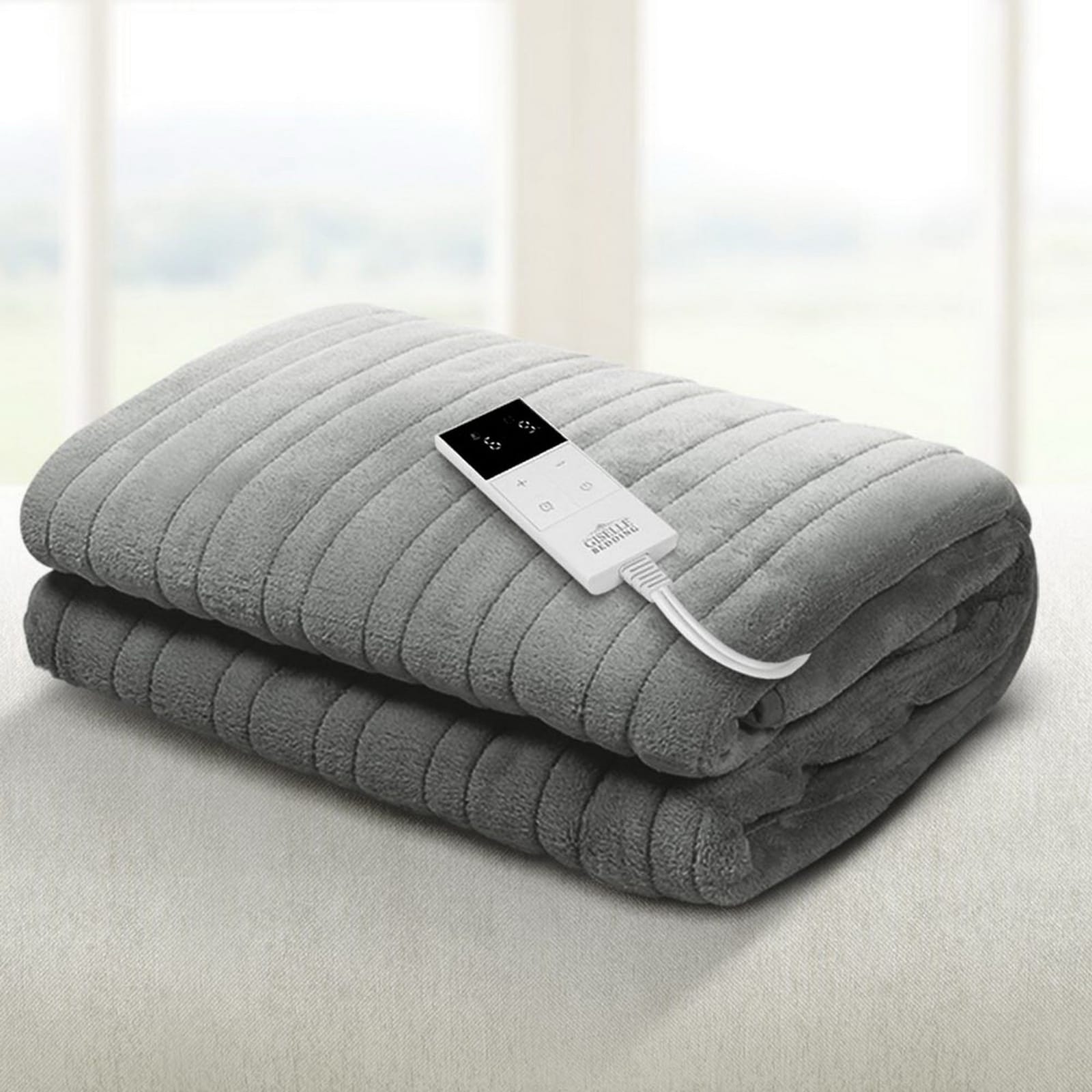 Heated Electric Throw Rug Fleece Sunggle Blanket Washable Silver | Silver colour - photo 14