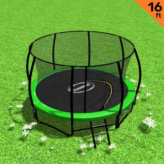Heavy Duty 16ft Outdoor Trampoline Green Backyard Jumping Toy