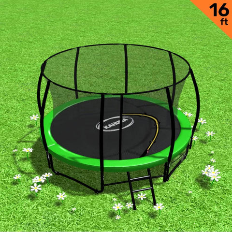 Heavy Duty 16ft Outdoor Trampoline Green Backyard Jumping Toy