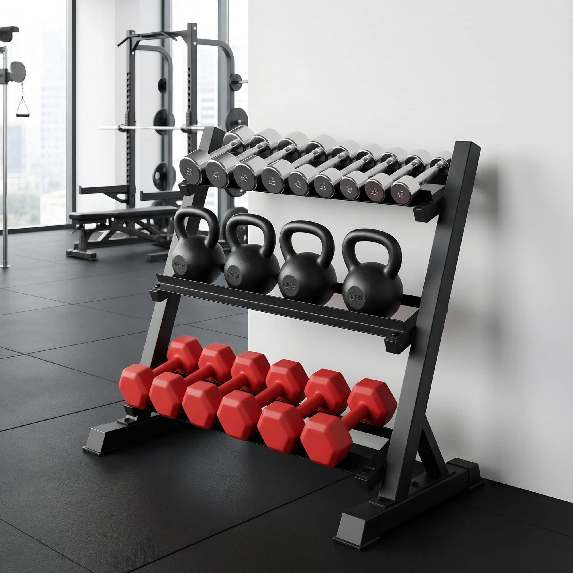 Heavy Duty 3-Tier Dumbbell Rack 300kg Storage for Home Gym Organization