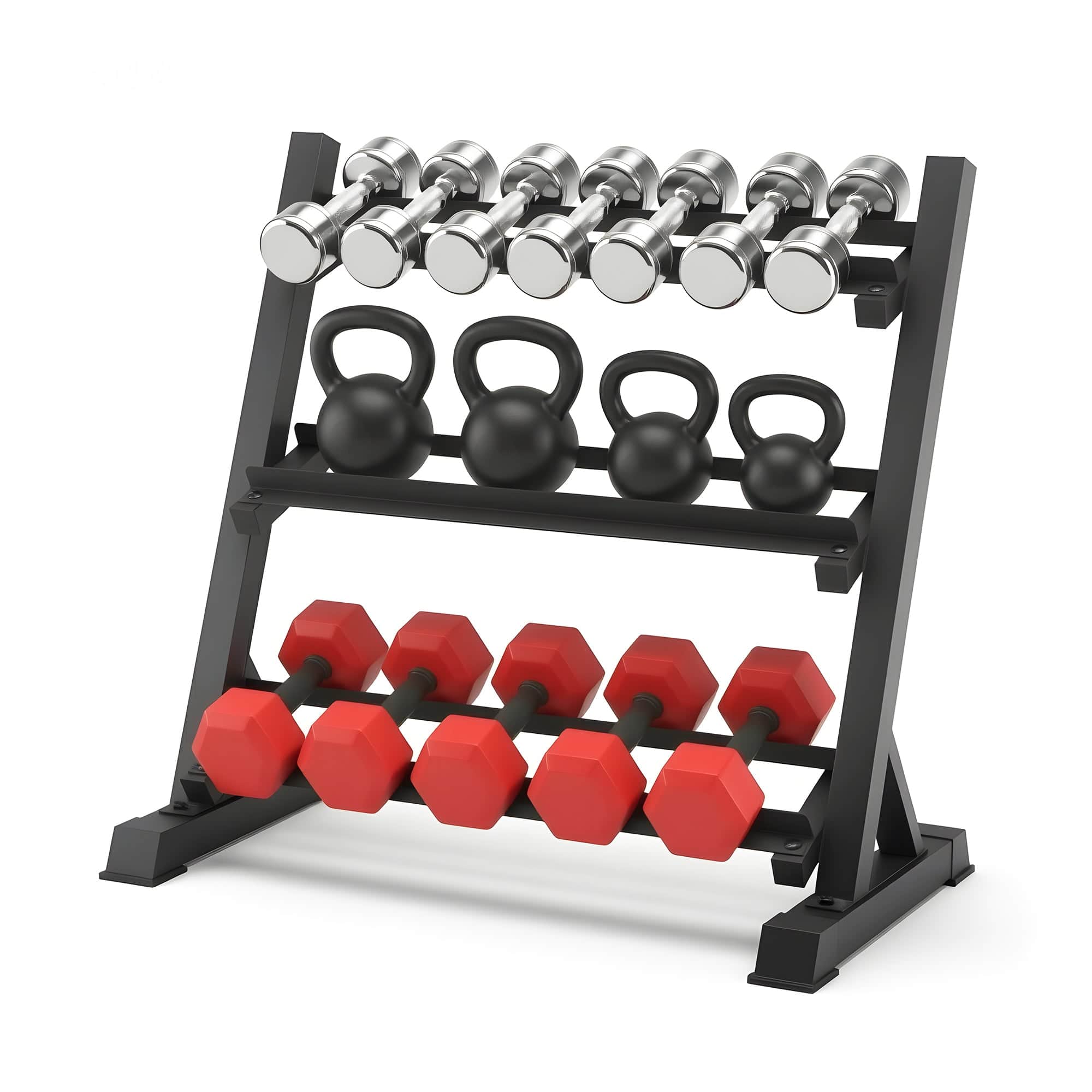 Heavy Duty 3-Tier Dumbbell Rack 300kg Storage for Home Gym Organization