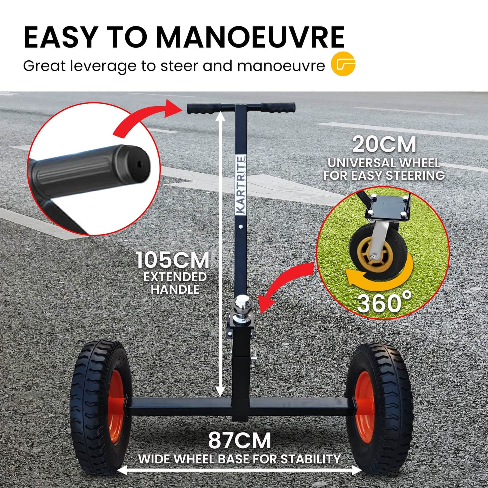 Heavy-Duty 3-Wheel Adjustable Trailer Dolly Caravan Mover 1000lbs Tongue - photo 16