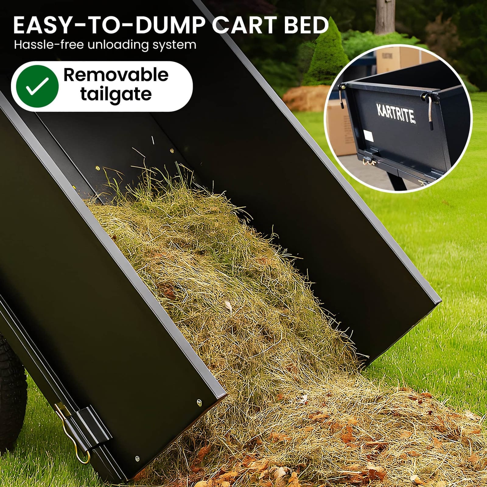 Heavy Duty Dump Cart 270kg Capacity Pneumatic Tyres Quick Release Pedal Removable Tail | 270Kg - photo 6