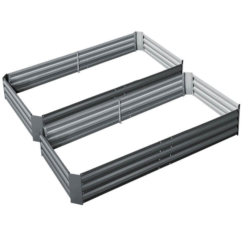 2x Garden Bed 210x90cm Planter Box Raised Container Galvanised Herb