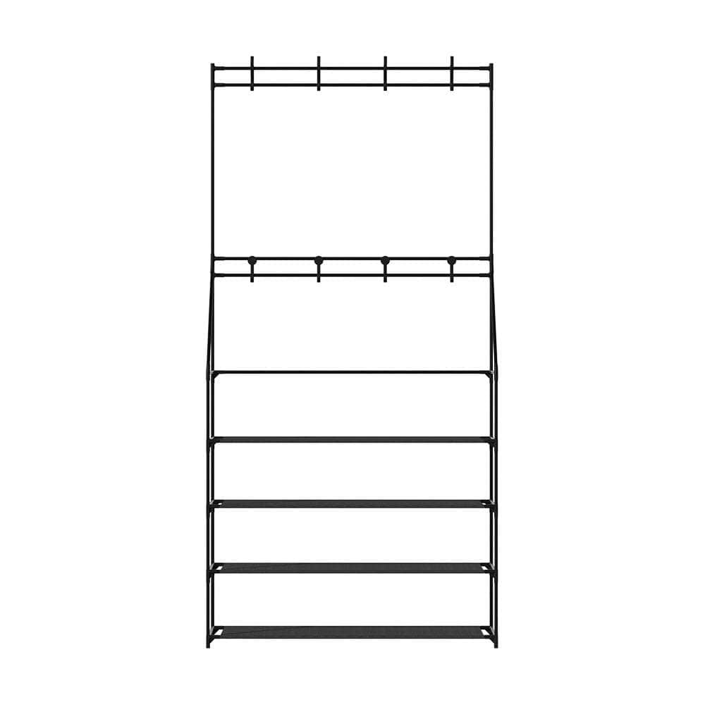 Heavy-Duty Hall Tree Shoe Rack - 16 Pairs Black