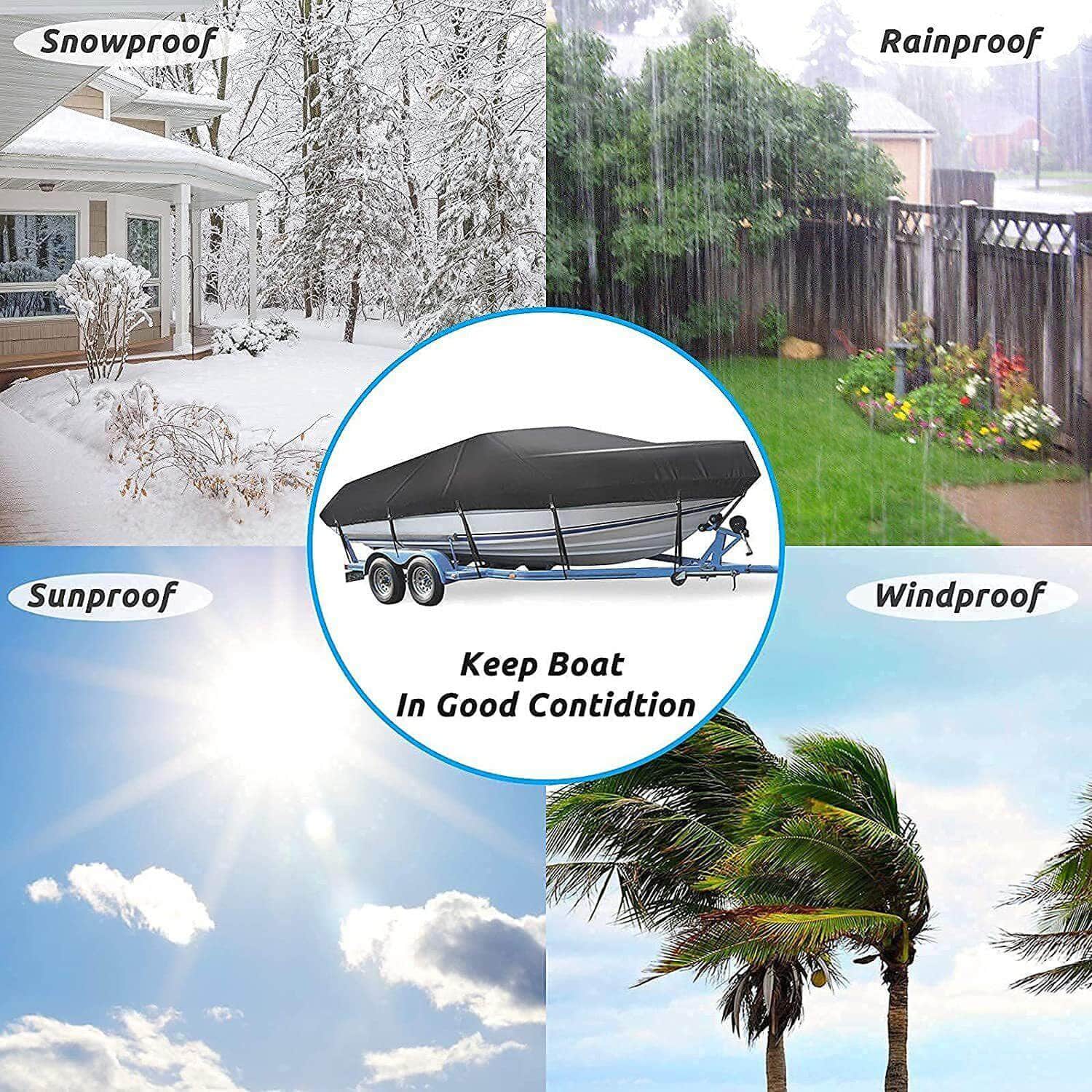 Heavy-Duty Marine Boat Cover - Trailerable 5.2M-5.8M 420D