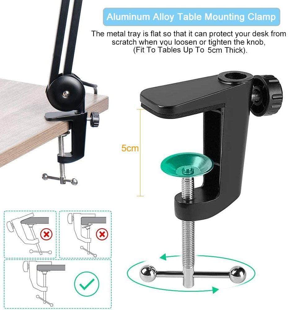 Heavy-Duty Microphone Arm Stand: Suspension Boom, 6" Pop Filter, Cable Ties