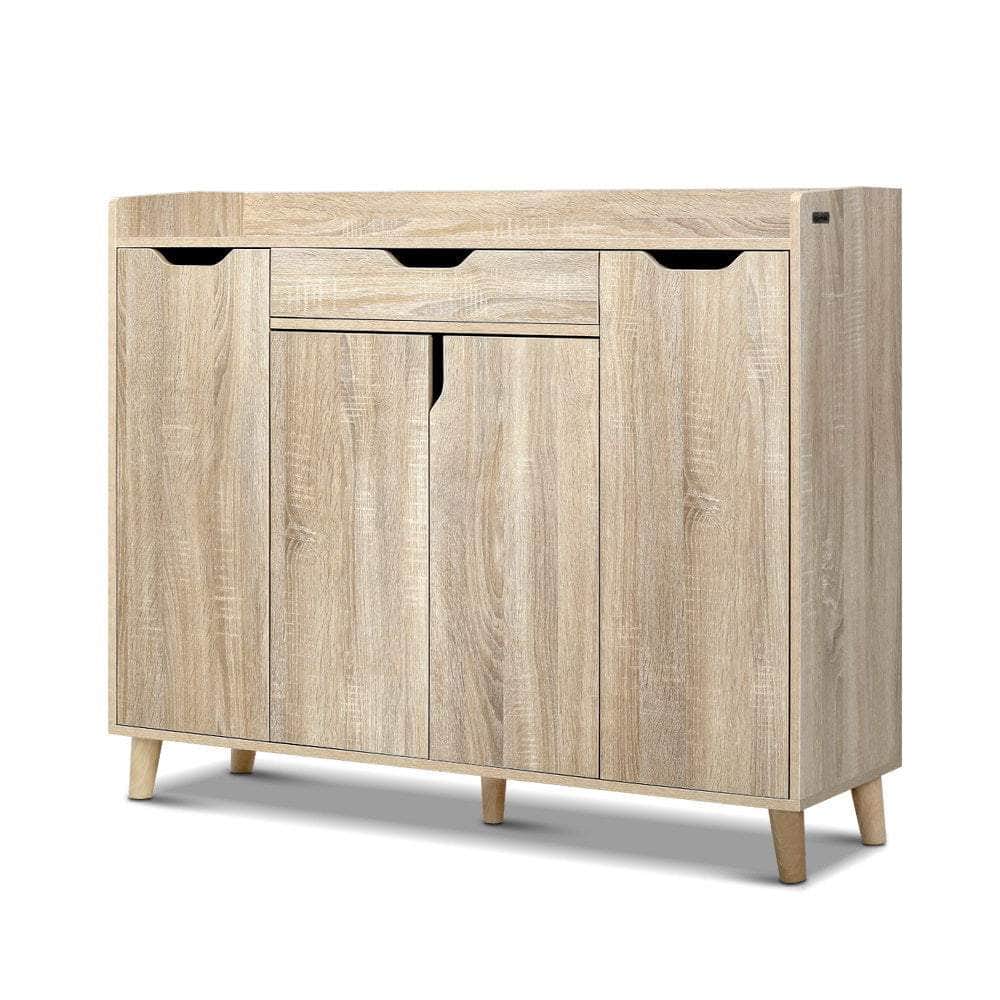 Heavy-Duty Shoe Rack Cabinet - 26 Pairs Pine