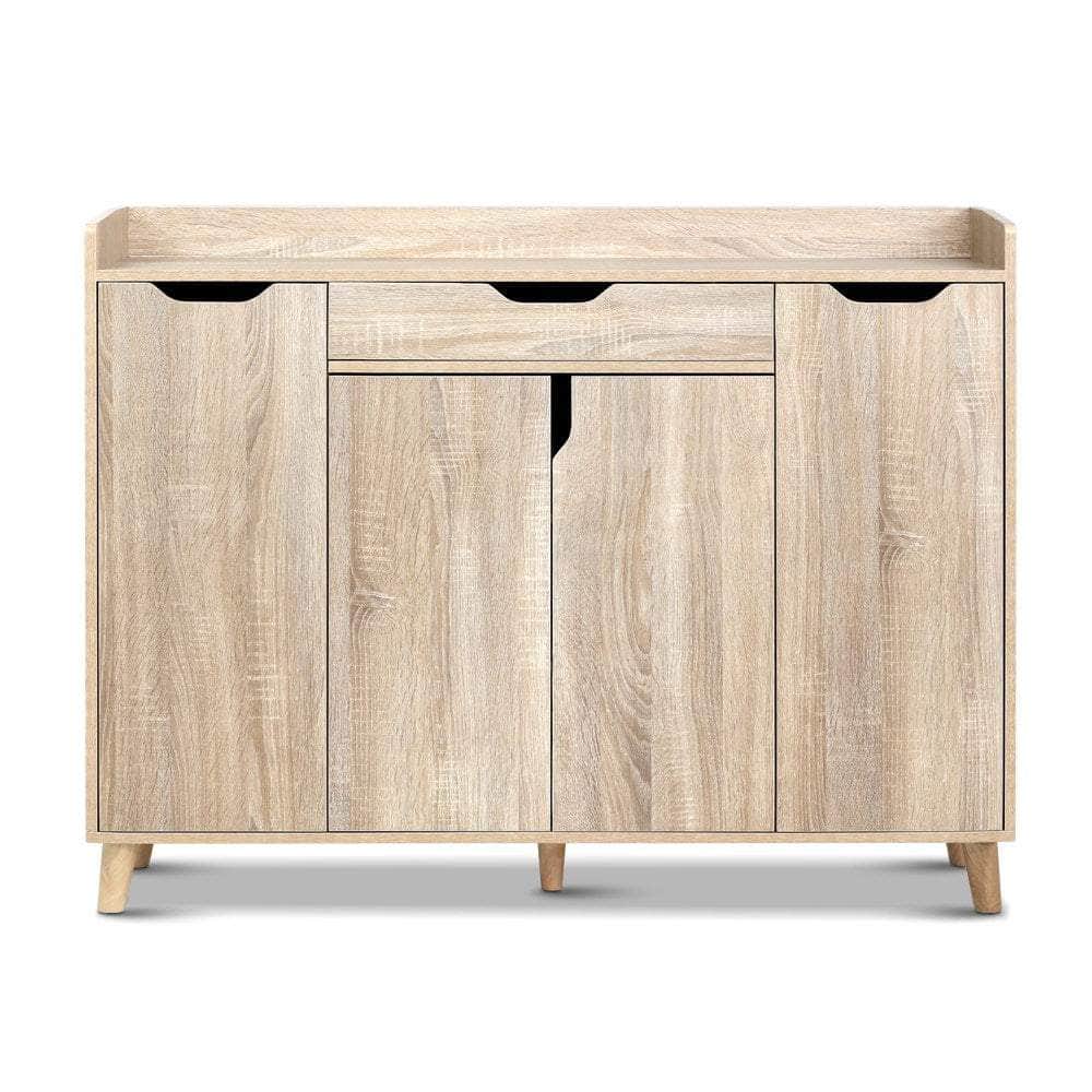 Heavy-Duty Shoe Rack Cabinet - 26 Pairs Pine