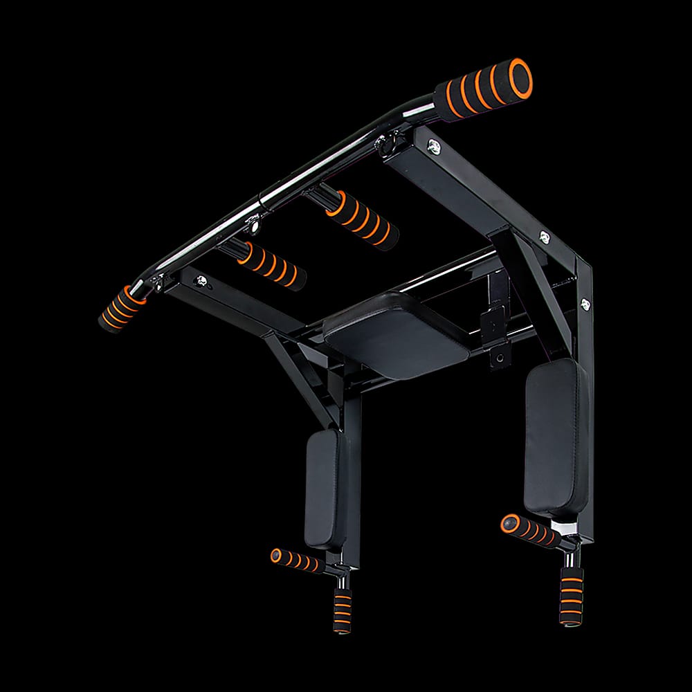 Wall Mounted Power Station for Pull Up, Dips & Knee Raise with Heavy Duty Chin Bar