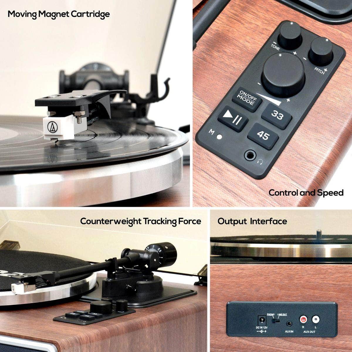 Hi-Fi Turntable With Built-In Bluetooth Receiving Speaker