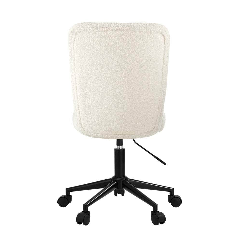 High Back Armless Office Chair Boucle White, Black, & Silver