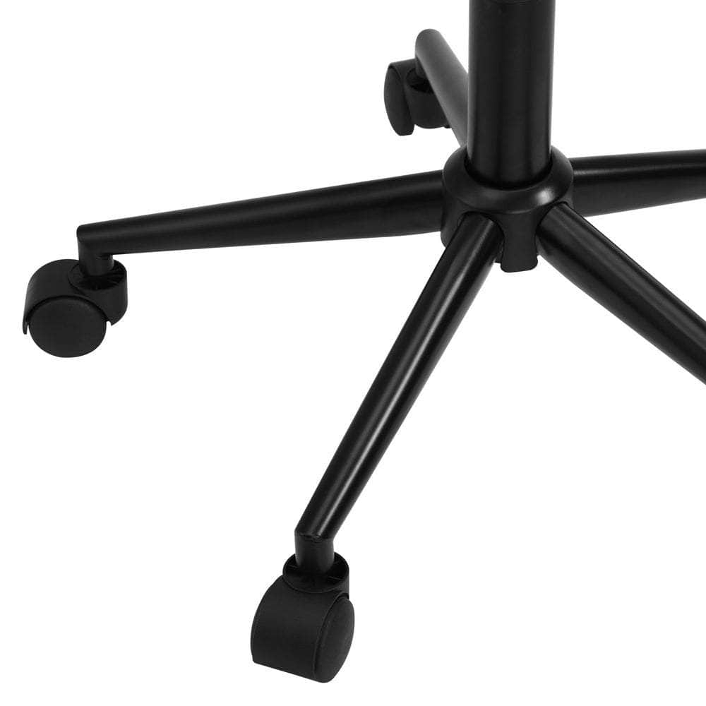 High Back Armless Office Chair Boucle White, Black, & Silver