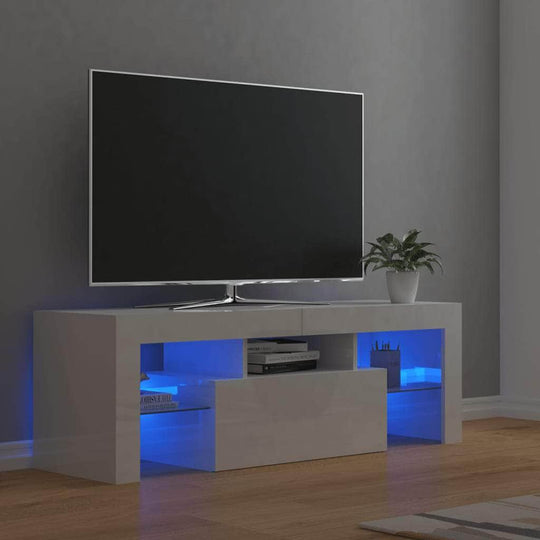 High Gloss White TV Cabinet with LED Lights
