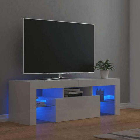 High Gloss White TV Cabinet with LED Lights