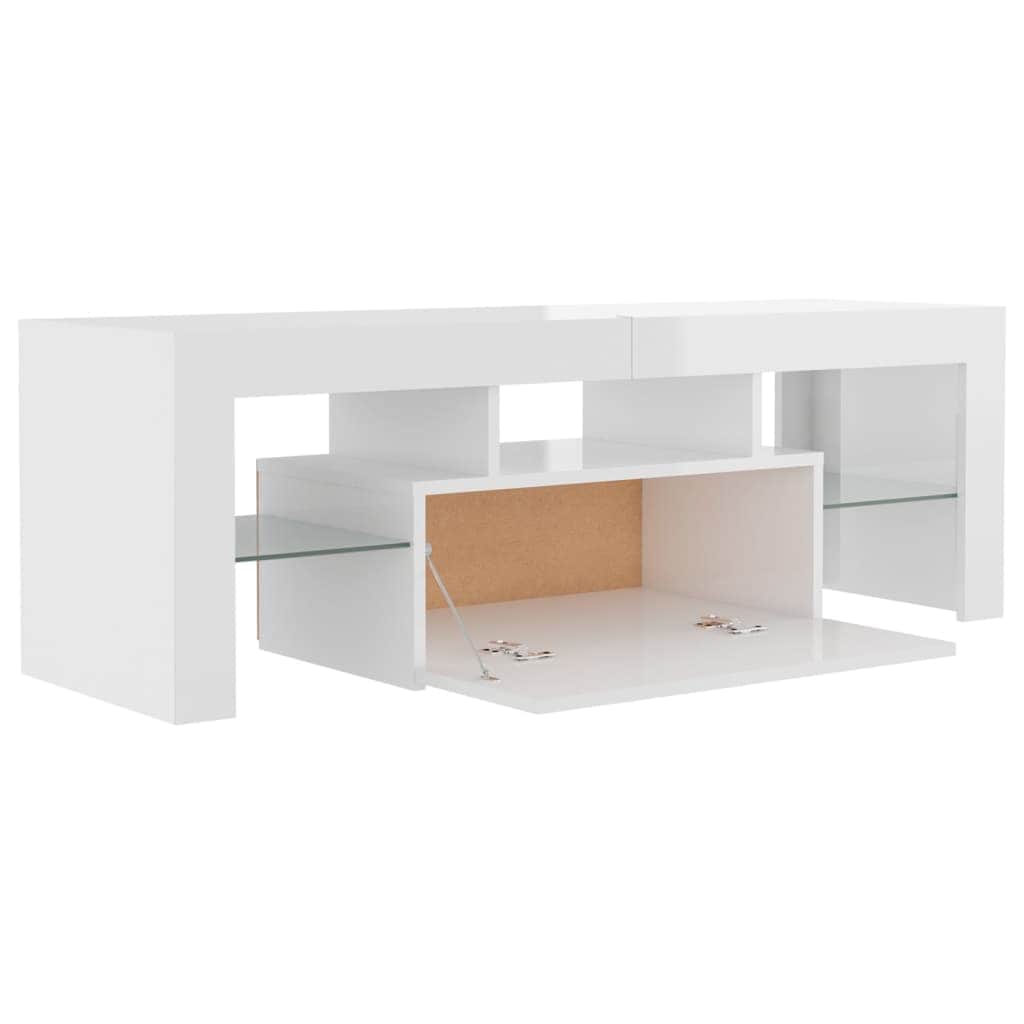 High Gloss White TV Cabinet with LED Lights