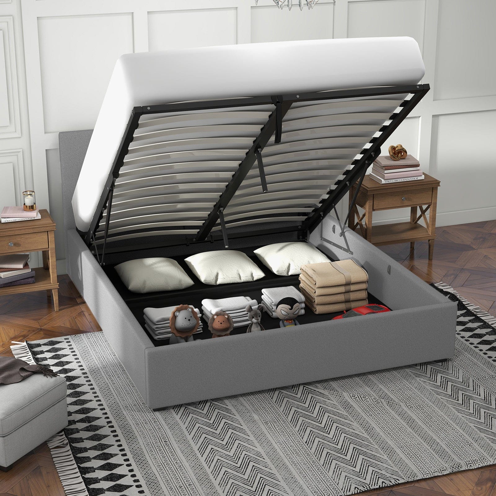 High-quality fabric Gas Lift Bed with Headboard
