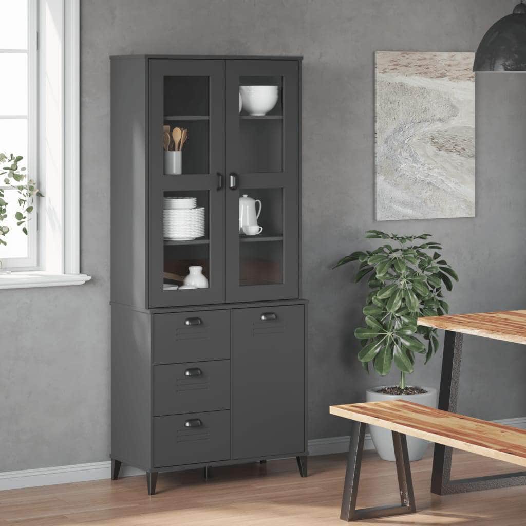 Highboard VIKEN Anthracite Grey Solid Wood Pine – Size A, B, C – Simple Deals