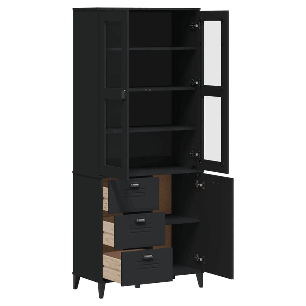 Highboard VIKEN Black Solid Wood Pine – Simple Deals