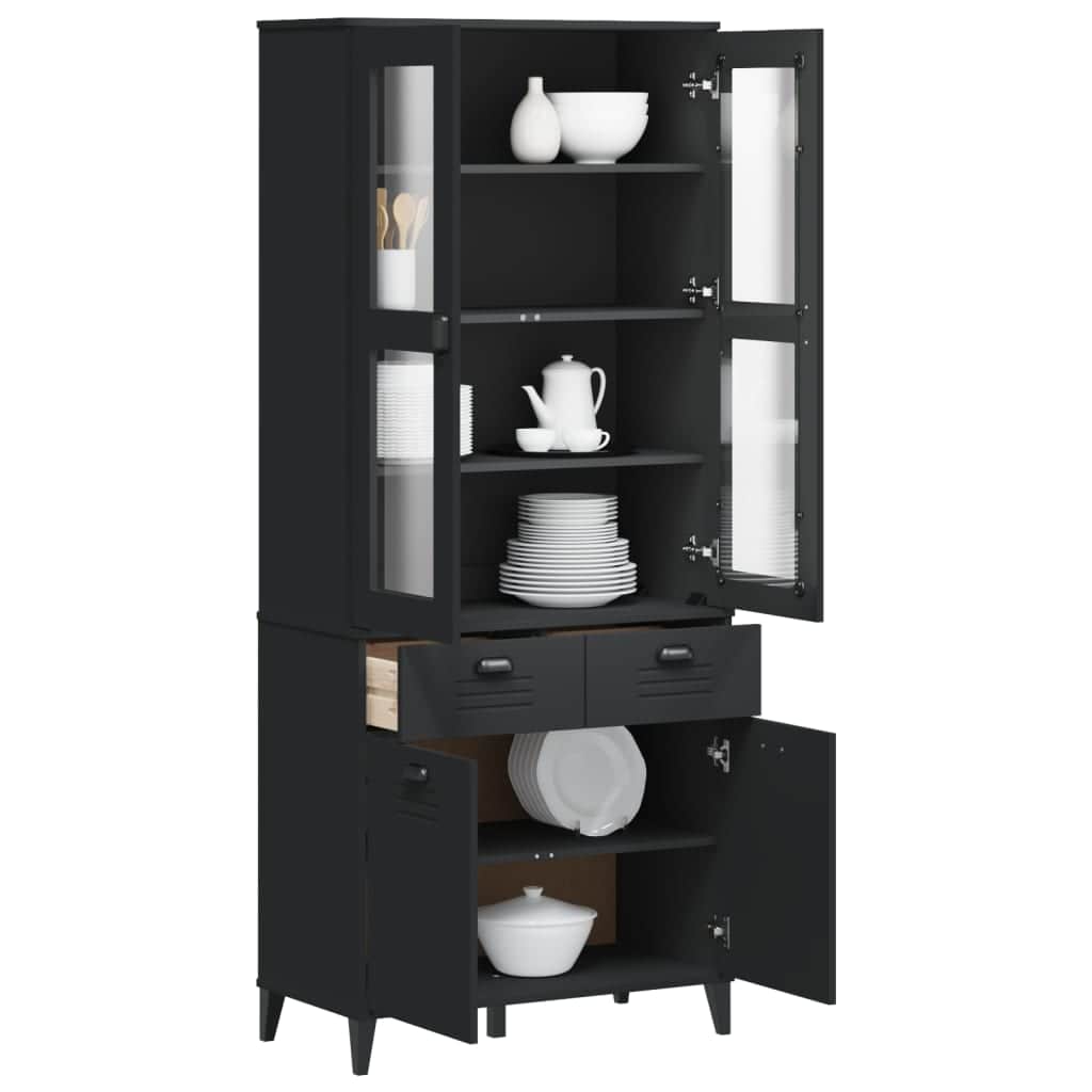 Highboard VIKEN Black Solid Wood Pine – Simple Deals