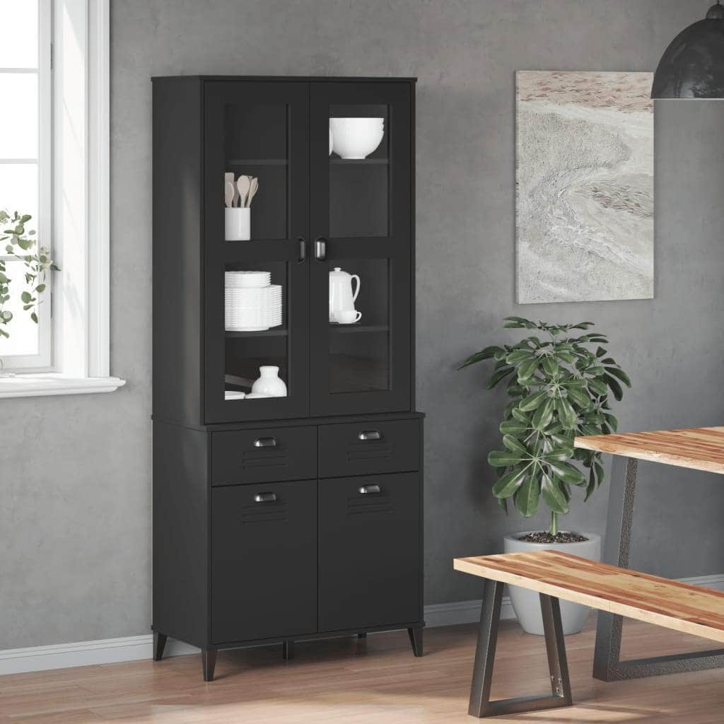 Highboard VIKEN Black Solid Wood Pine – Simple Deals