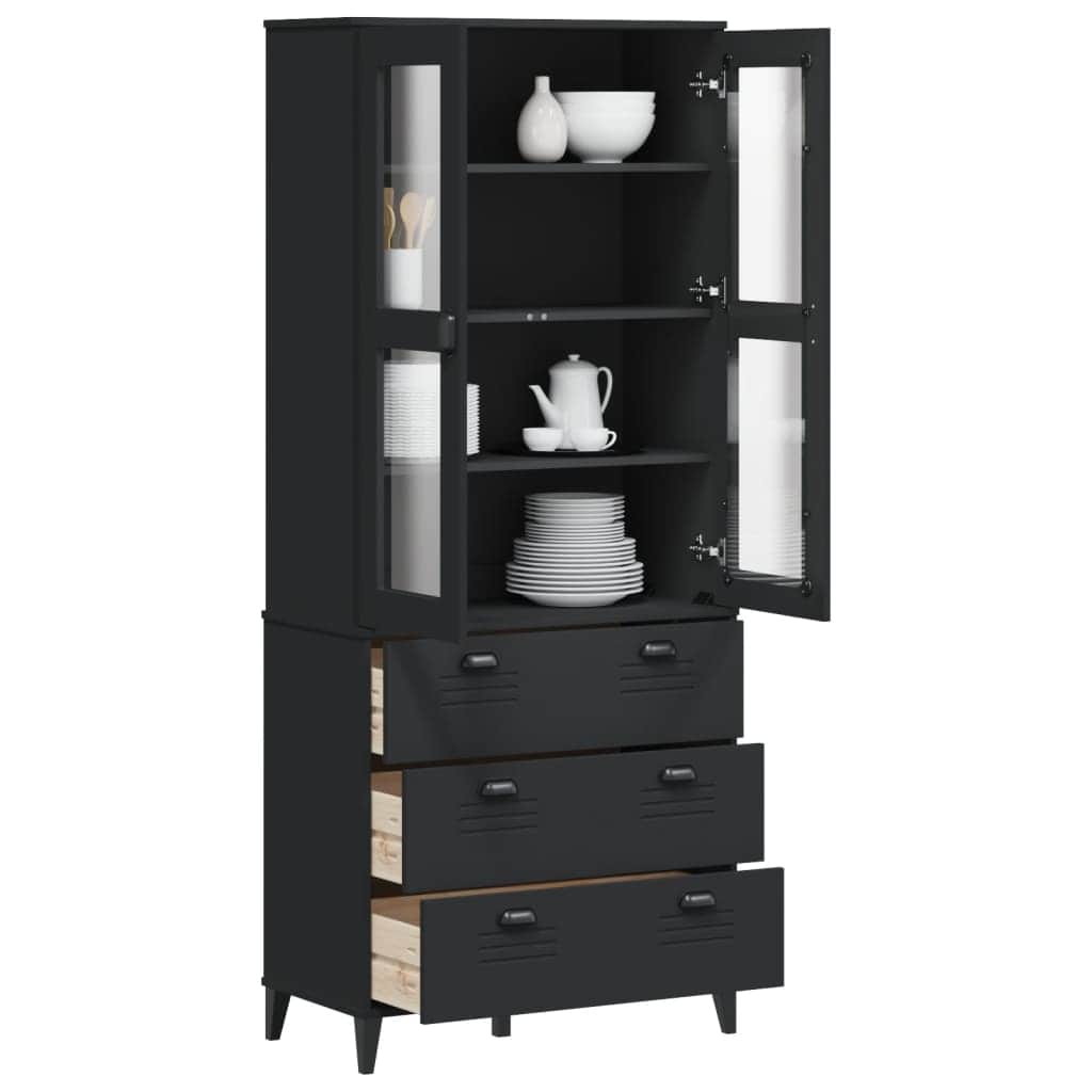 Highboard VIKEN Black Solid Wood Pine – Simple Deals
