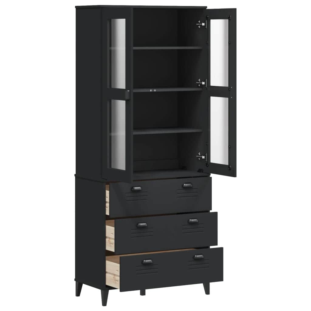 Highboard VIKEN Black Solid Wood Pine – Simple Deals