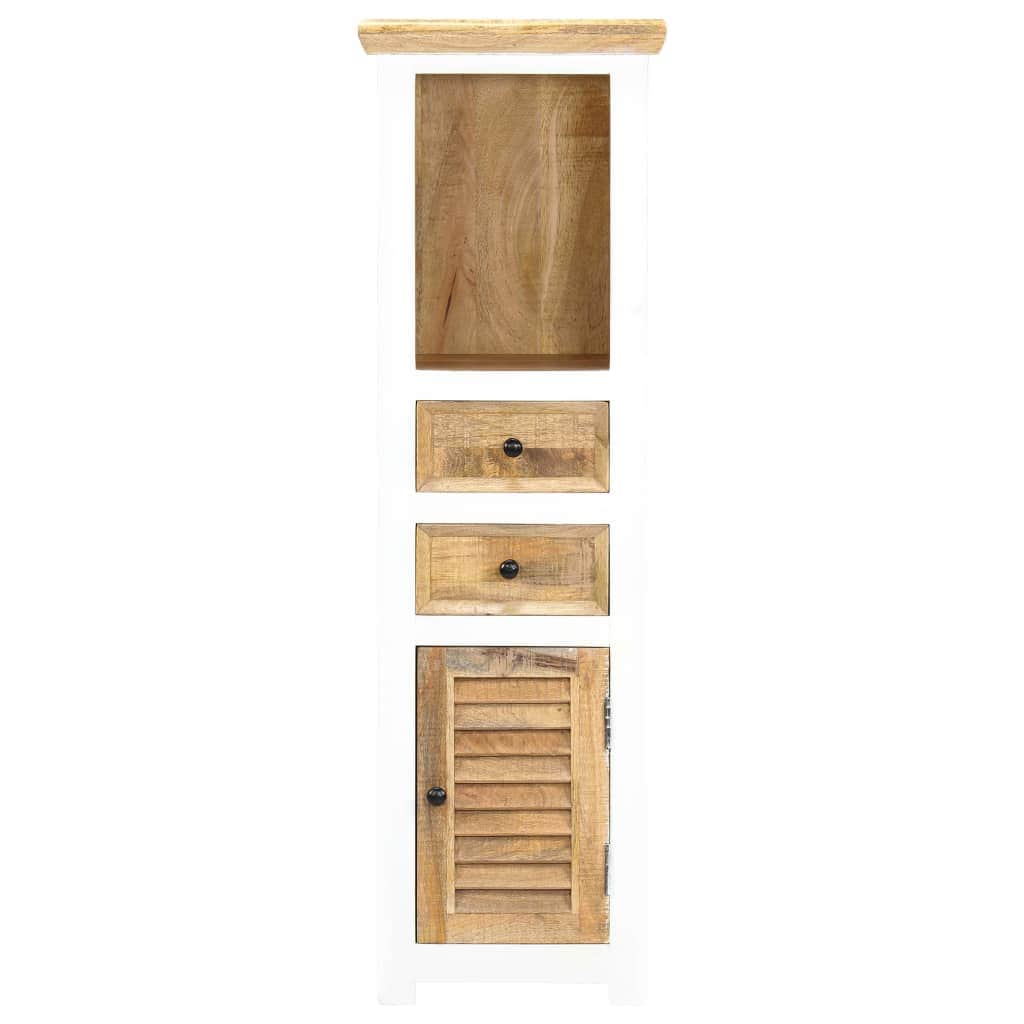 Highboard White and Brown Solid Rough Mango Wood
