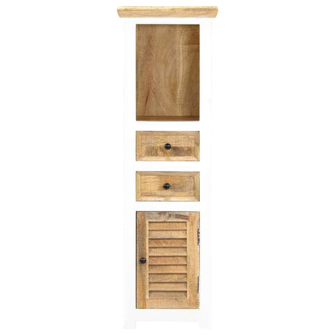 Highboard White and Brown Solid Rough Mango Wood