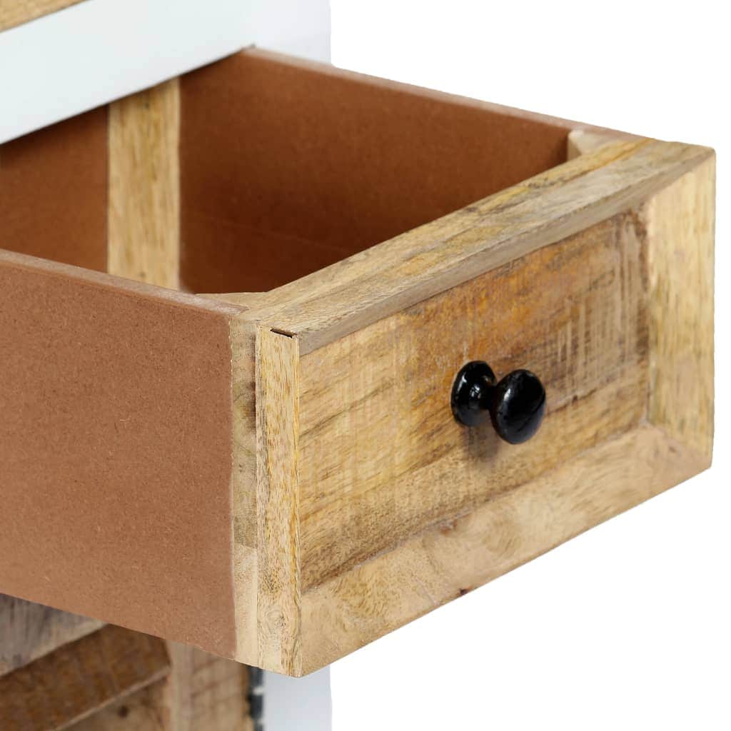 Highboard White and Brown Solid Rough Mango Wood
