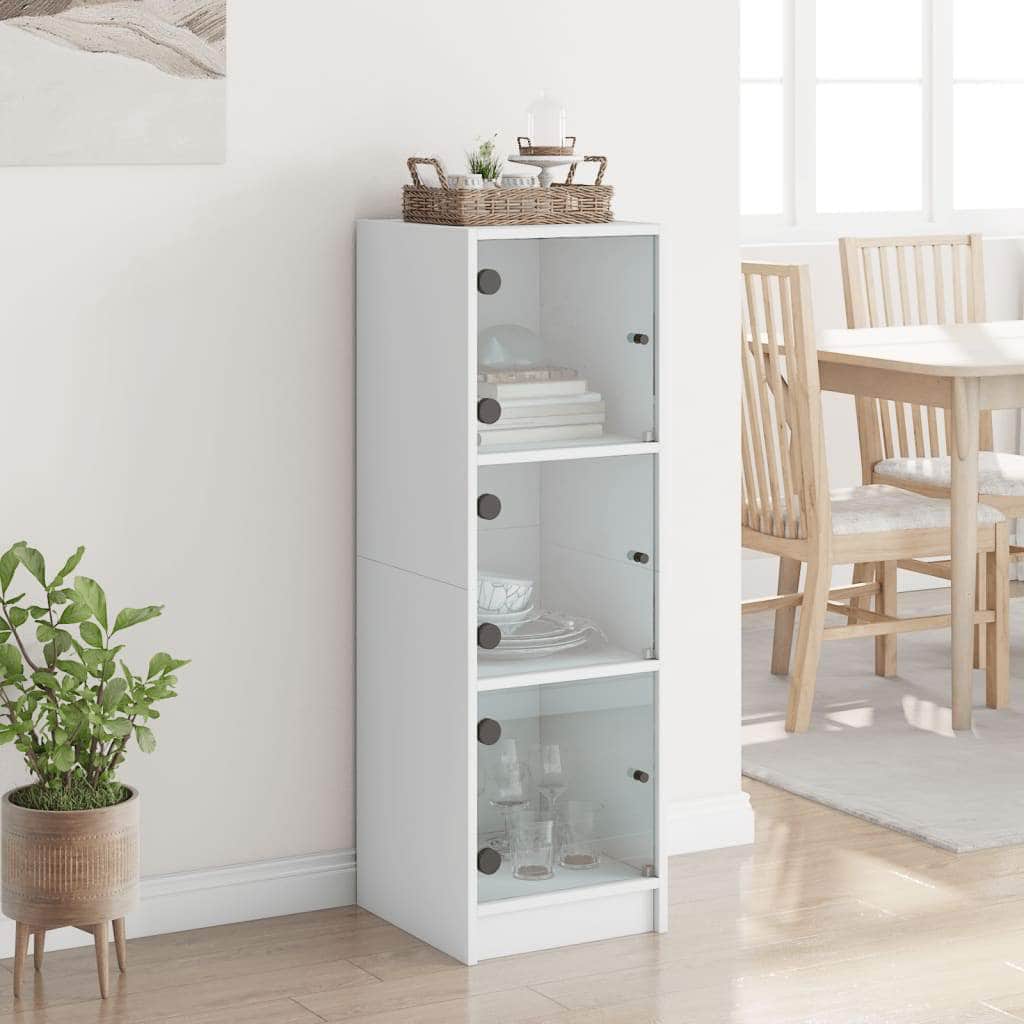 Highboard with Glass Doors  White