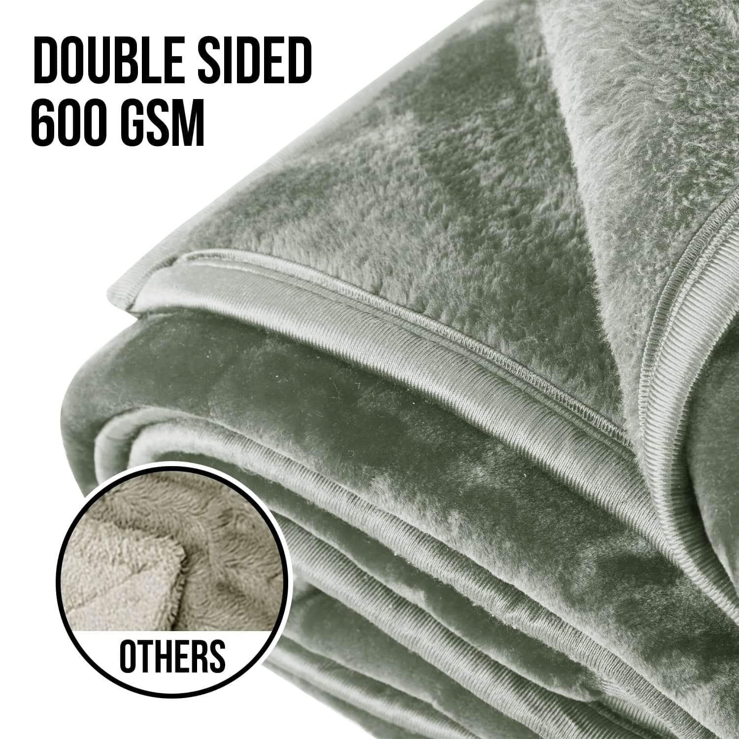 Hill 600-GSM Mink Blanket Queen Double-Sided Soft Plush Faux Throw Wine Sage