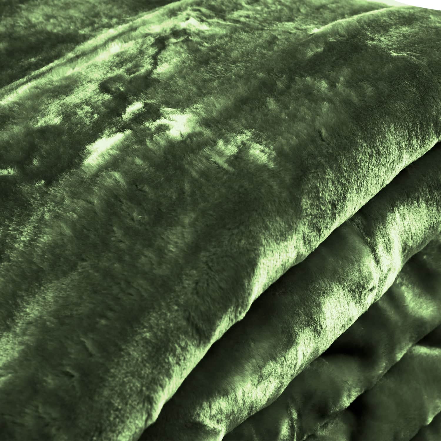 Hill 800-GSM Mink Blanket Queen Double-Sided Soft Plush Faux Throw Green