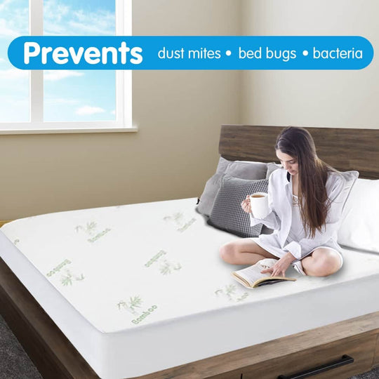 Hill Bamboo Mattress Protector Queen Size Hypoallergenic Soft Bedding Cover, Queen