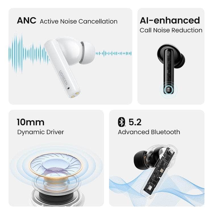 Hitune T3 Active Noise-Cancelling Wireless Earbuds (Black)