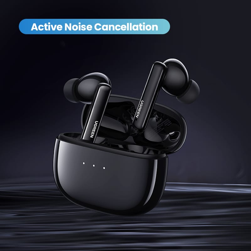 90401 Hitune T3 Active Noise-Cancelling Wireless Earbuds (Black) - Black colour