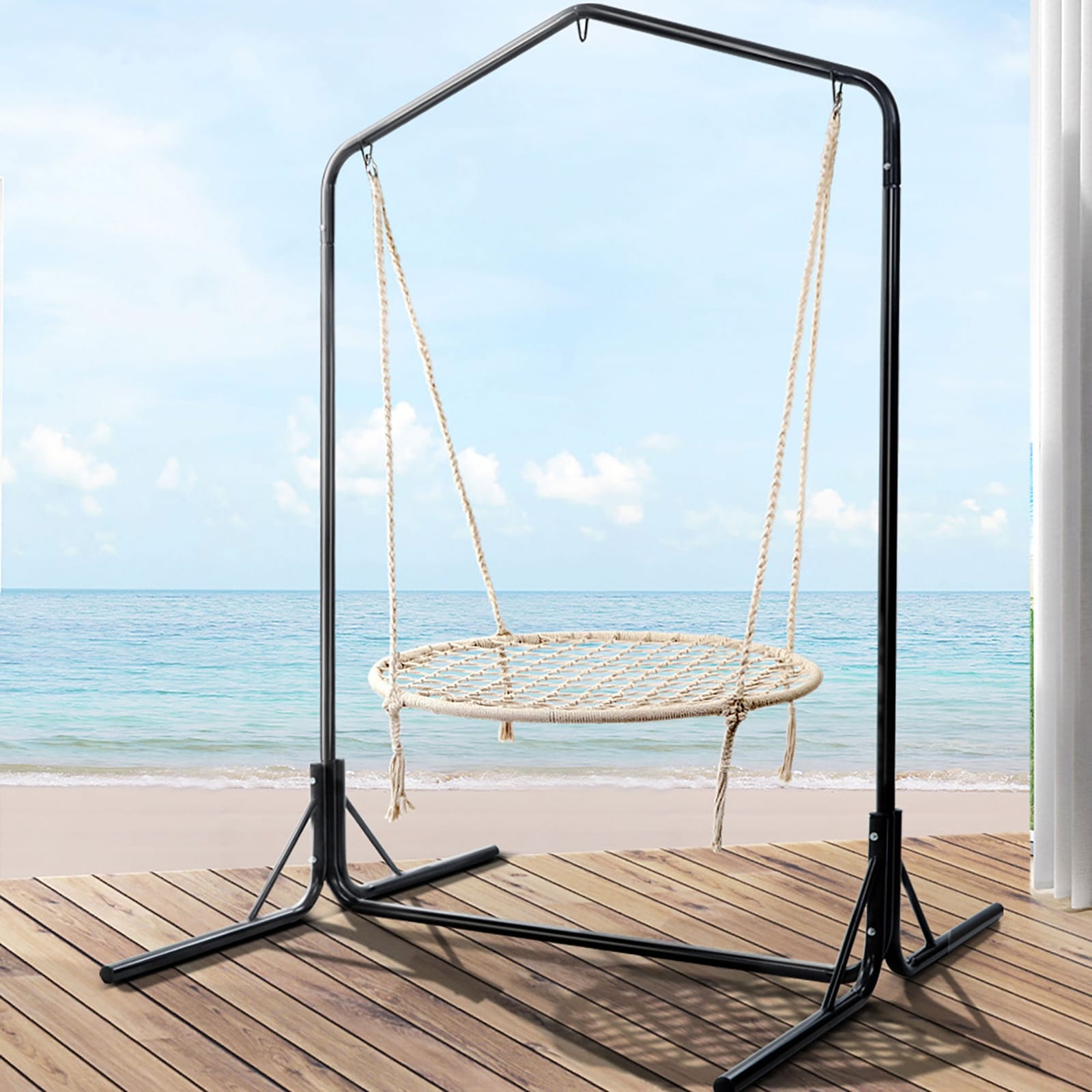 Hammock Chair With Stand Nest Web Outdoor Swing 100Cm, Outdoor Chairs